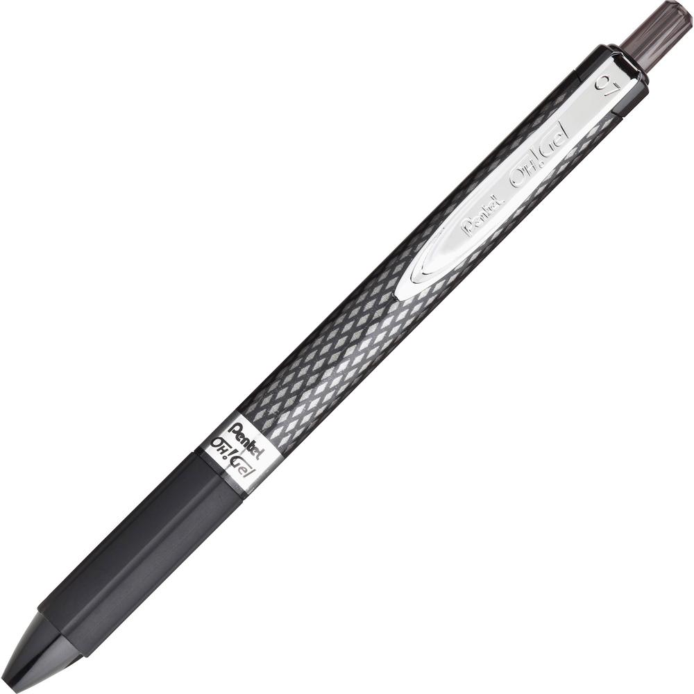 Pentel OH! Medium Point Gel Pens - Black Ink - Gel-based - Carbon Fiber Barrel - 1 Dozen. Picture 5