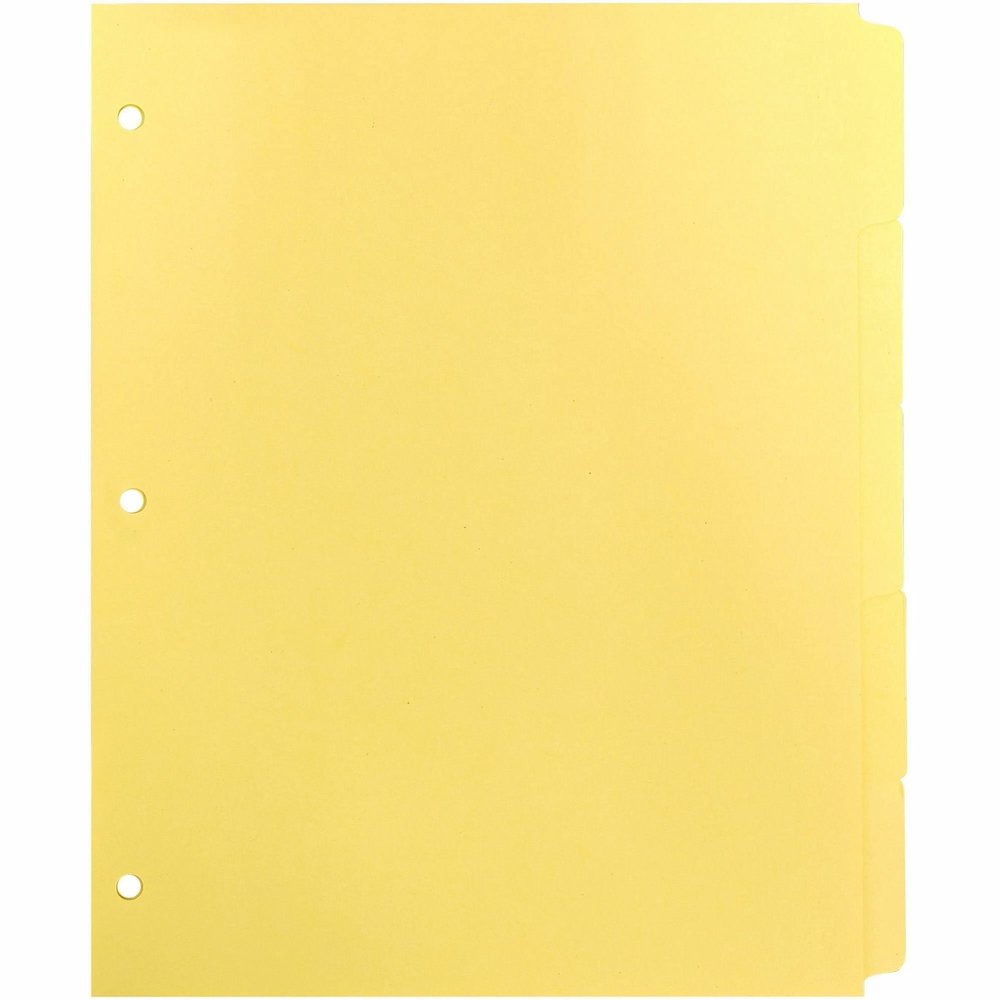Business Source Mylar-reinforced Plain Tab Indexes - 5 Write-on Tab(s) - 5 Tab(s)/Set - 8.5" Divider Width x 11" Divider Length - Letter - 3 Hole Punched - Canary Tab(s) - Hole-punched, Mylar Reinforc. Picture 3