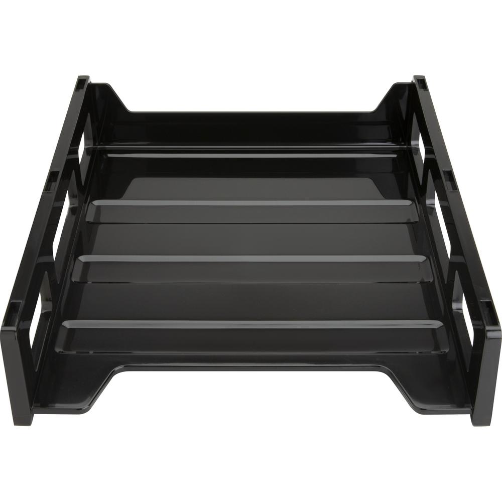 Business Source Front-Load Stackable Letter Tray - Desktop - Stackable - 25% Recycled - Black - Plastic - 1 Each. Picture 4