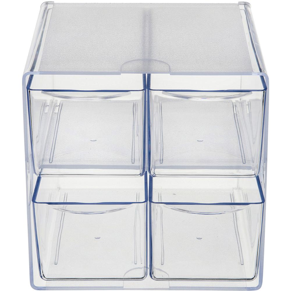 Deflecto Stackable Cube Organizer - 4 Drawer(s) - 6" Height x 6" Width x 7.25" Depth - Desktop - Stackable - Clear - Plastic - 1 Each. Picture 12