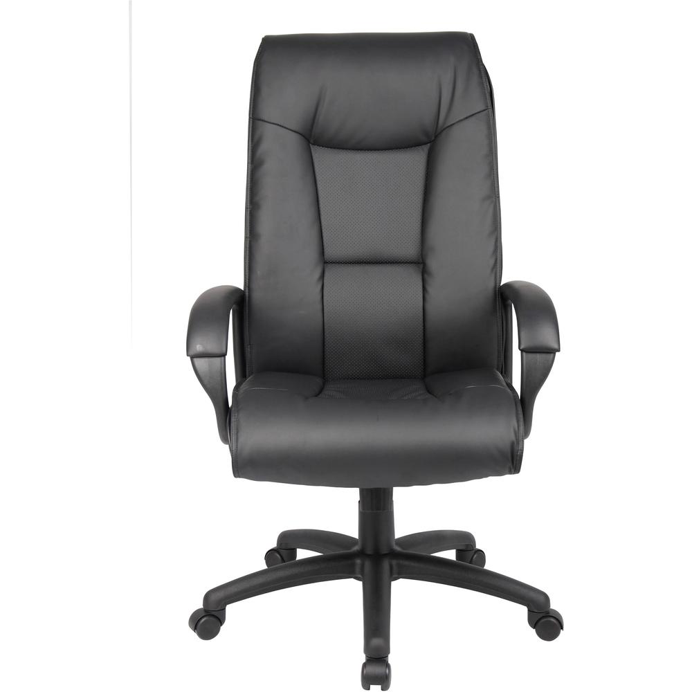 Boss B7601 High Back Executive Chair - Black Leather Seat - Black Frame - 5-star Base - 1 Each. Picture 2