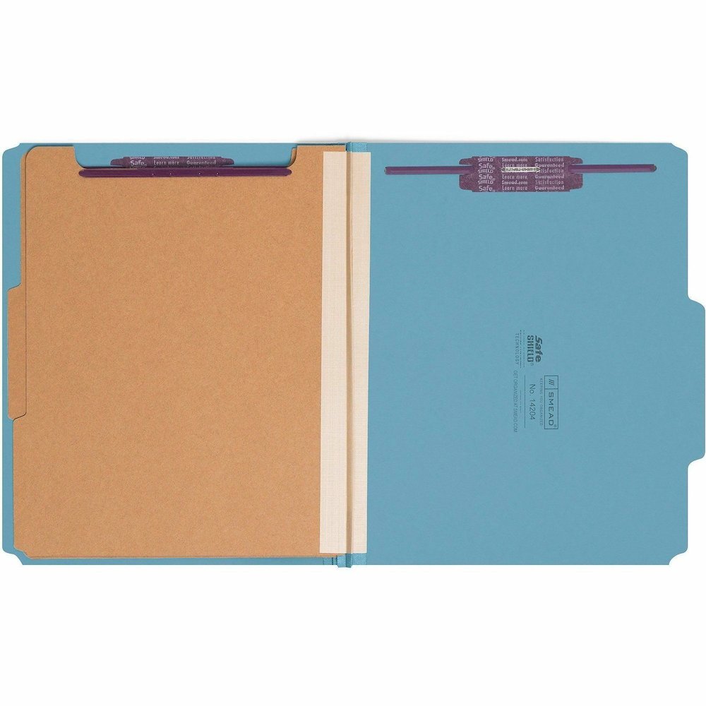 Smead SafeSHIELD 2/5 Tab Cut Letter Recycled Classification Folder - 8 1/2" x 11" - 2" Expansion - 2 x 2S Fastener - 2" for Folder, Divider - Top Tab Location - Right of Center Tab Position - 2 Divide. Picture 6