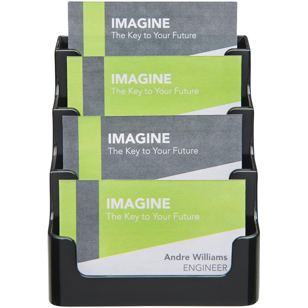 Deflecto 4 Tier Business Card Holder - 3.8" x 3.9" x 3.5" x - Plastic - 1 Each - Black - Storage Compartment, Durable, Recyclable. Picture 7