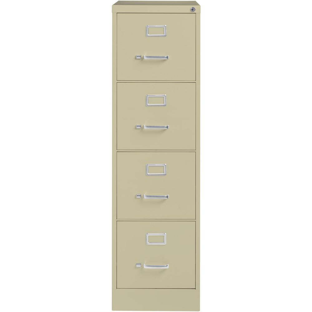 Lorell Fortress Series 22" Commercial-Grade Vertical File Cabinet - 15" Width x 22" Depth x 52" Height - 4 x Drawer(s) for File - Letter - Lockable, Ball-bearing Suspension - Putty - Steel - Recycled. Picture 2