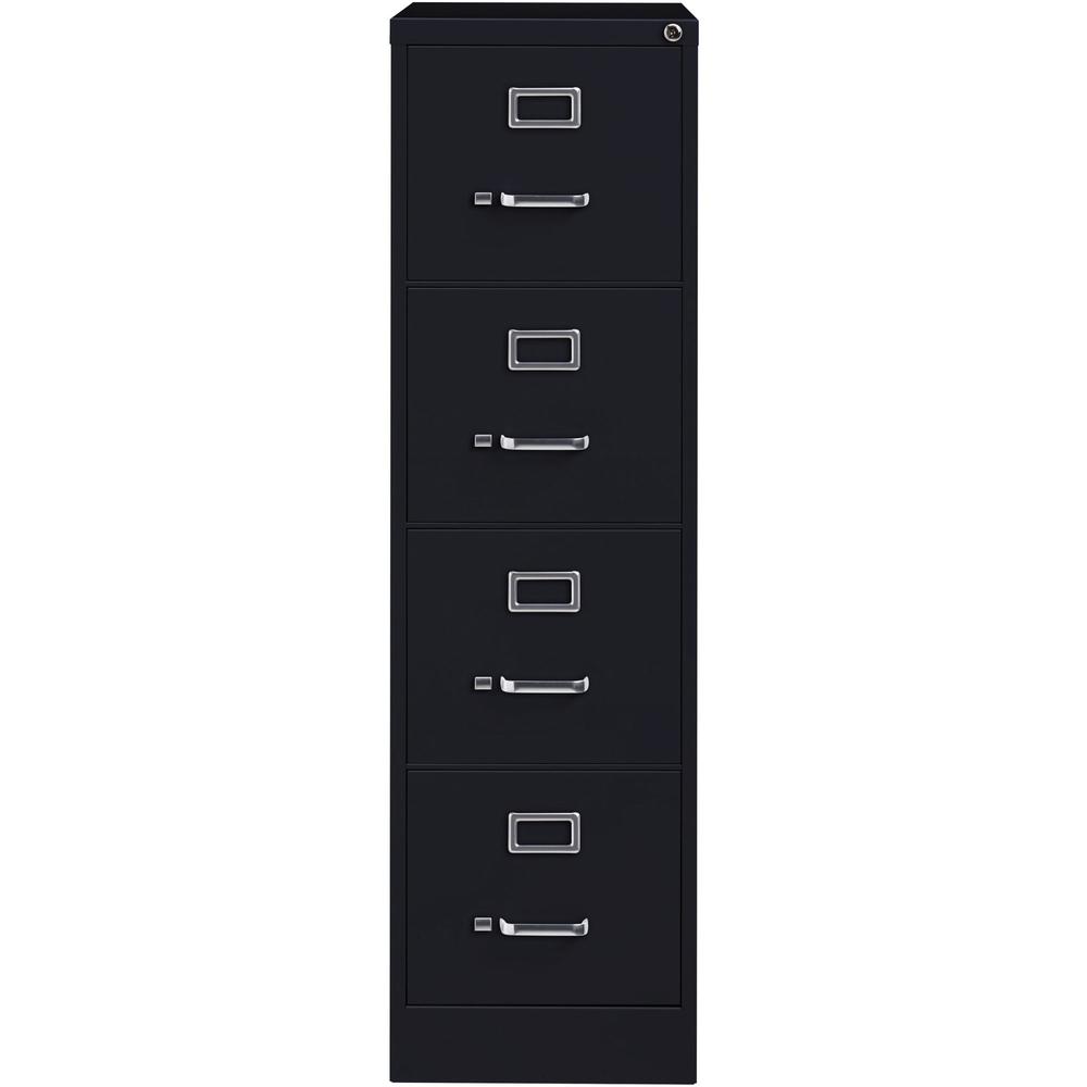 Lorell Fortress Series 22" Commercial-Grade Vertical File Cabinet - 15" Width x 22" Depth x 52" Height - 4 x Drawer(s) for File - Letter - Lockable, Ball-bearing Suspension - Black - Steel - Recycled. Picture 3