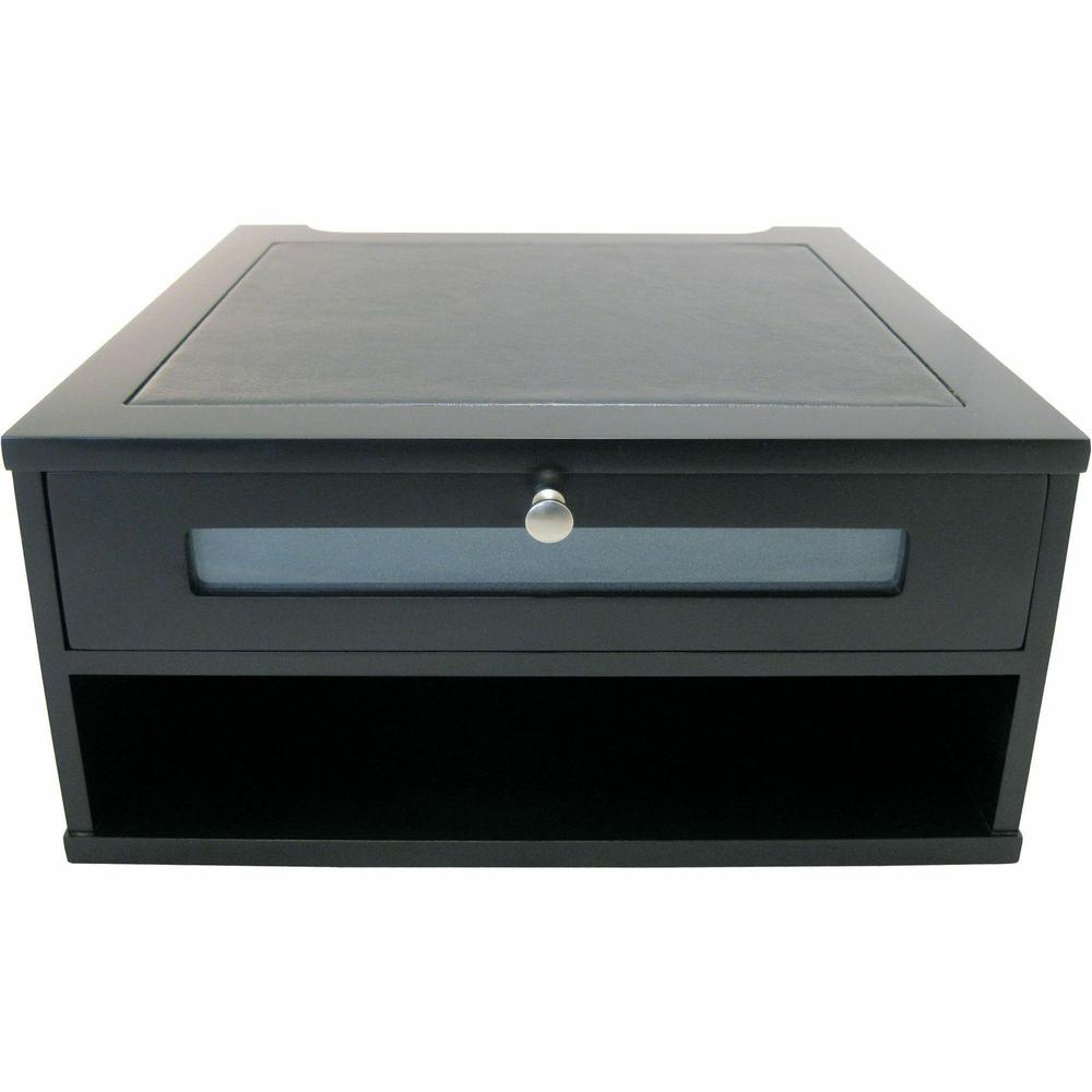 Victor 1175-5 Midnight Black Monitor Riser - Flat Panel Display Type Supported - 1 x Shelf(ves)13.4" Width x 13.4" Depth - Desktop - Matte Black - Faux Leather, Wood, Glass, Metal - Black. Picture 5