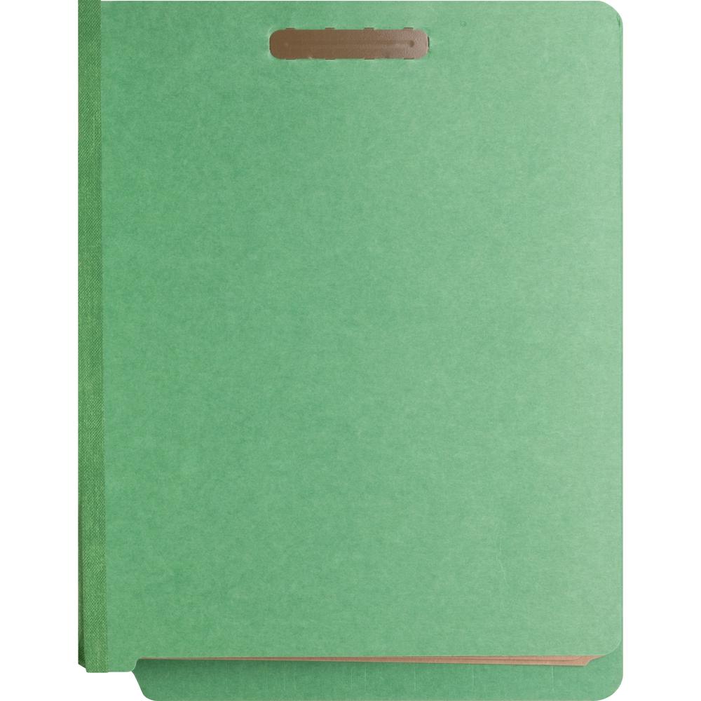Nature Saver Letter Yes Classification Folder - 8 1/2" x 11" - End Tab Location - 2 Divider - 25 pt. - Fiberboard - Green - 100% Recycled - 10 / Box. Picture 7