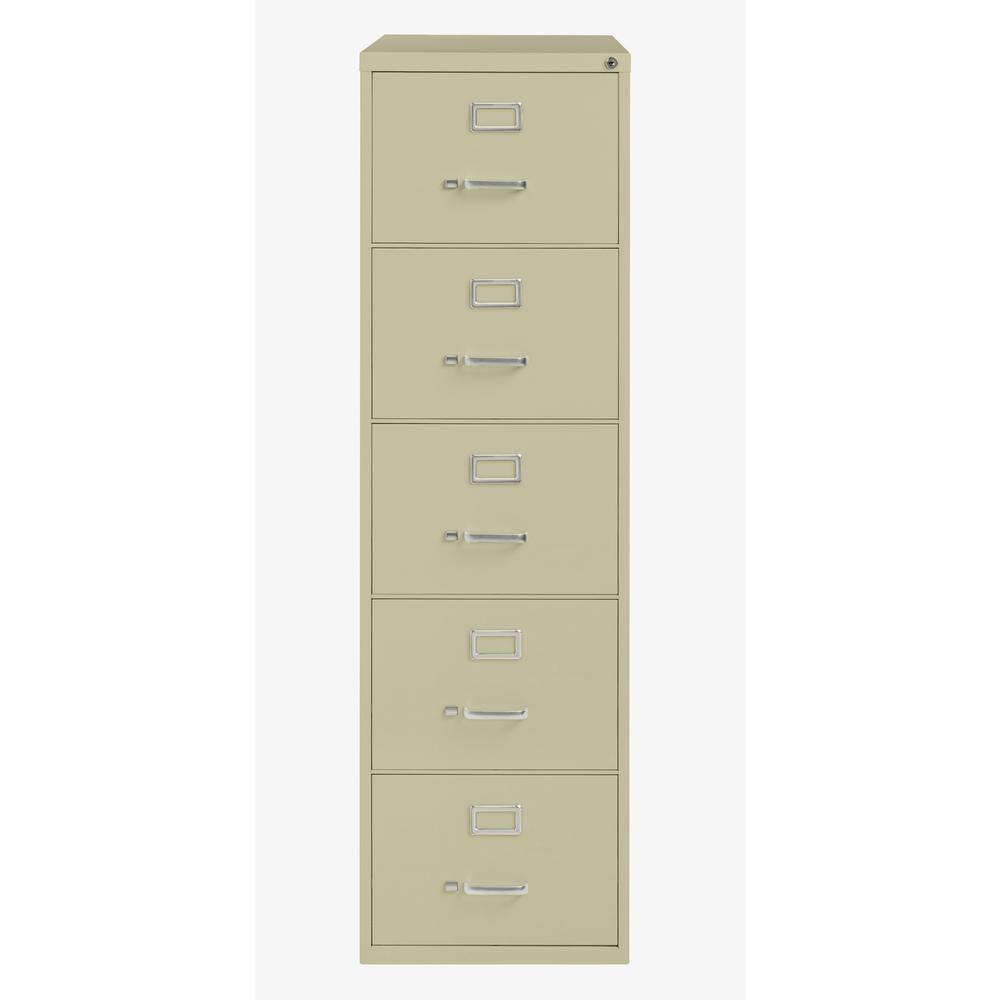 Lorell Fortress Series 26-1/2" Commercial-Grade Vertical File Cabinet - 18" Width x 26.5" Depth x 61" Height - 5 x Drawer(s) for File - Legal - Vertical - Ball-bearing Suspension, Security Lock, Heavy. Picture 3
