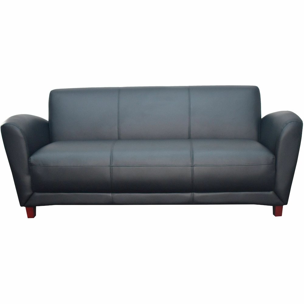 Lorell Accession Reception Sofa - 75" x 34.5" x 31.3" Overall Dimension - Leather Black Seat - Leather Black Back - 1 Each. Picture 6
