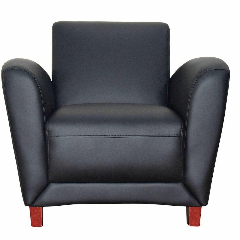 Lorell Accession Club Chair - Black Seat Color - Leather Seat Material - Black Back Color - Leather Back Material - Four-legged Base - 1 Each. Picture 4