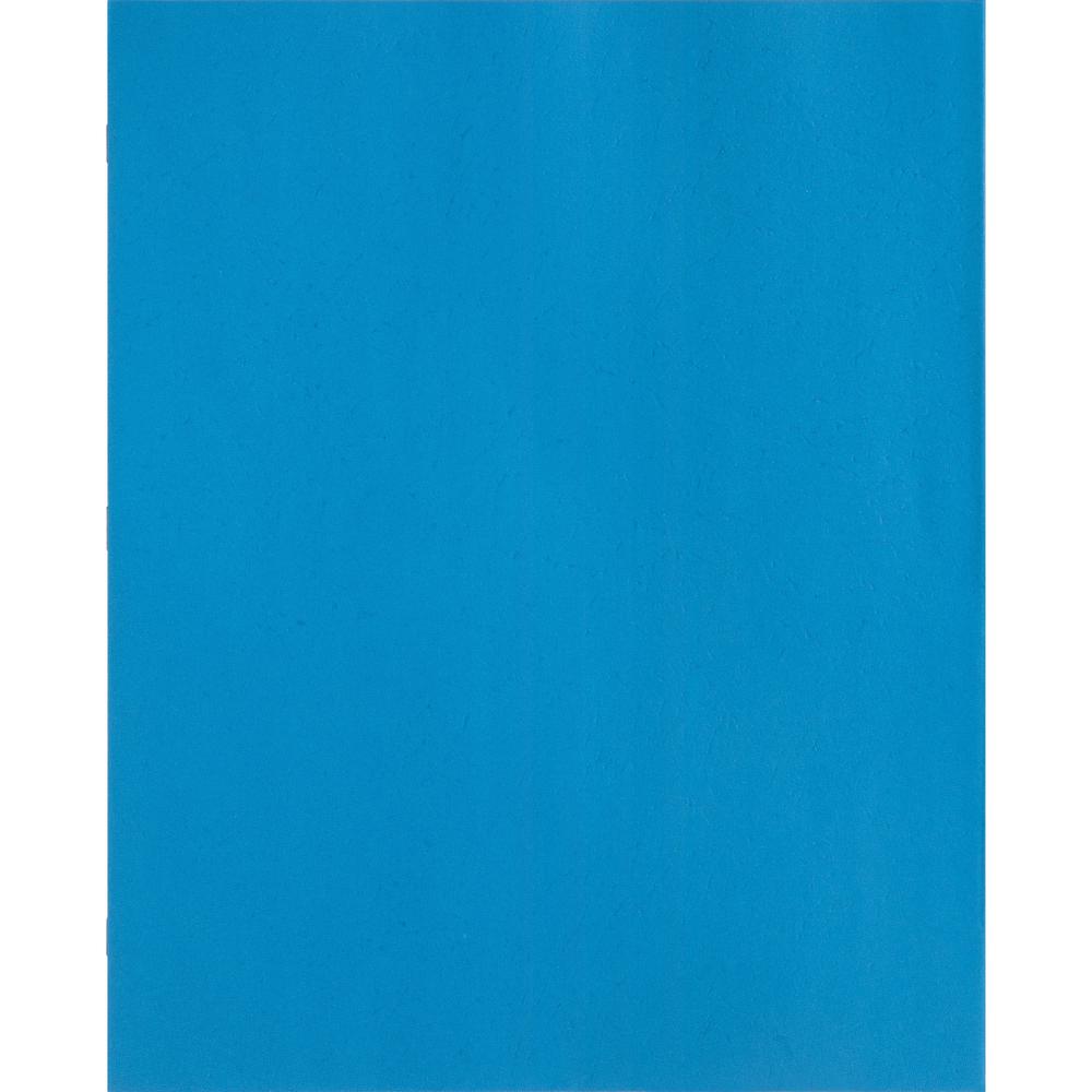 Business Source Letter Recycled Pocket Folder - 8 1/2" x 11" - 100 Sheets Capacity - 3 x Prong Fastener - 1/2" Fastener Capacity - 2 Inside Front & Back Pocket - Leatherette - Light Blue - 35% Recycle. Picture 4