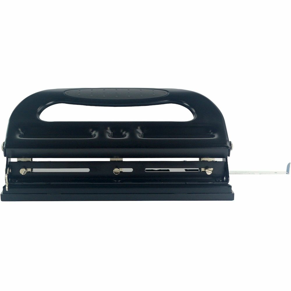 Business Source Three-hole Heavy-duty Punch - 3 Punch Head(s) - 40 Sheet of 20lb Paper - 9/32" Punch Size - Black. Picture 3