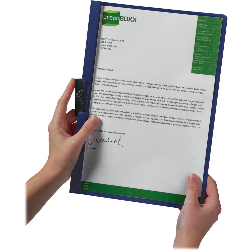 DURABLE DURACLIP Letter No Report Cover - 8 1/2" x 11" - 60 Sheets Capacity - 1 Fastener - Vinyl - Dark Blue - 25 / Box. Picture 6