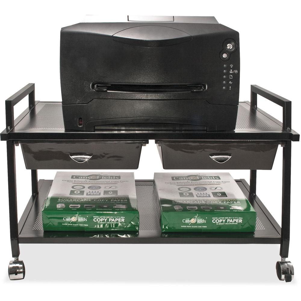 Vertiflex Underdesk Machine Stand with Drawers - 15.4" Height x 25.3" Width x 15.8" Depth - Floor - Steel - Black. Picture 6