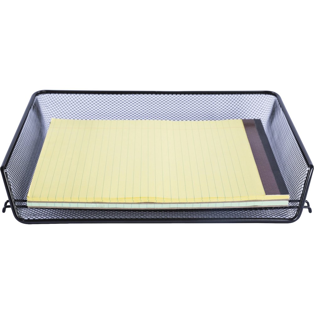 Lorell Side-loading Mesh Document Tray - 3" Height x 14.25" Width x 10.75" Depth - Stackable - Powder Coated - Black - Steel - 1 Set. Picture 4