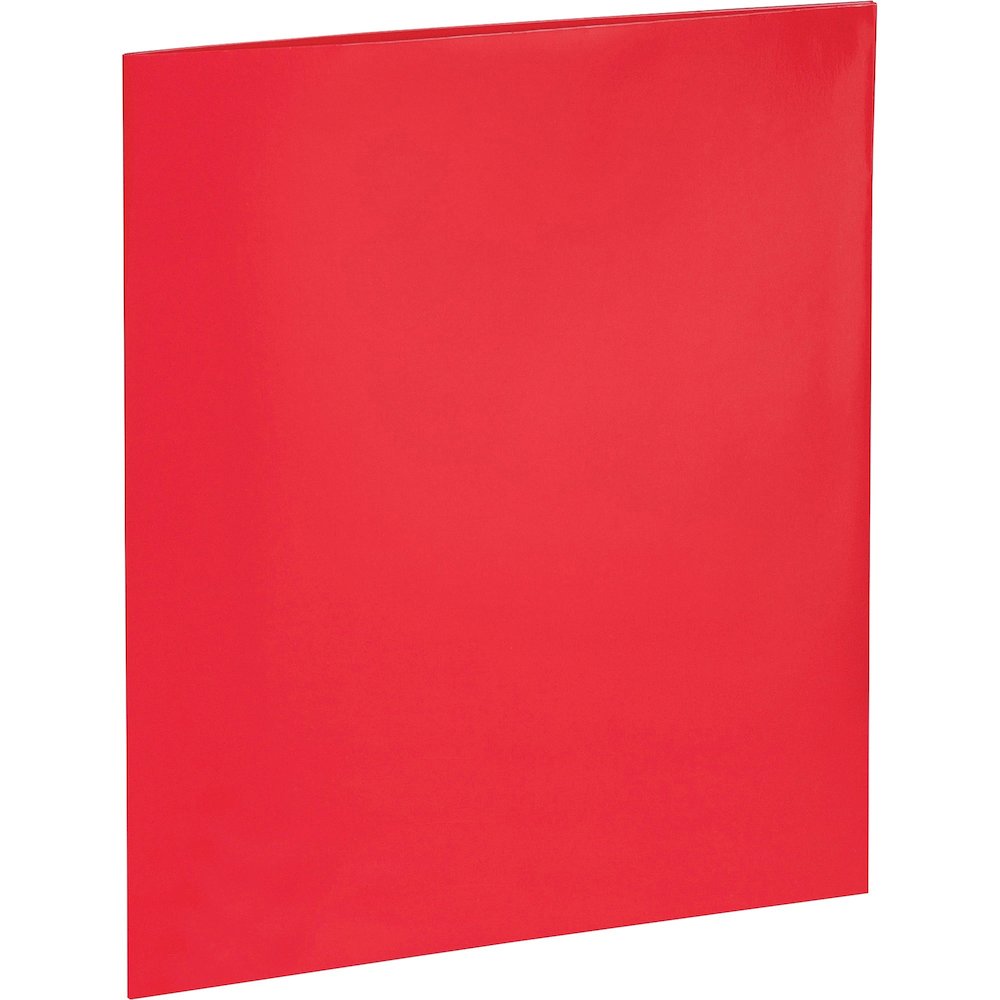 Business Source Letter No Pocket Folder - 8 1/2" x 11" - 100 Sheets Capacity - 2 Internal Pocket - Card Paper - Red - Durable, Laminated, Die-cut - 1 Box. Picture 3