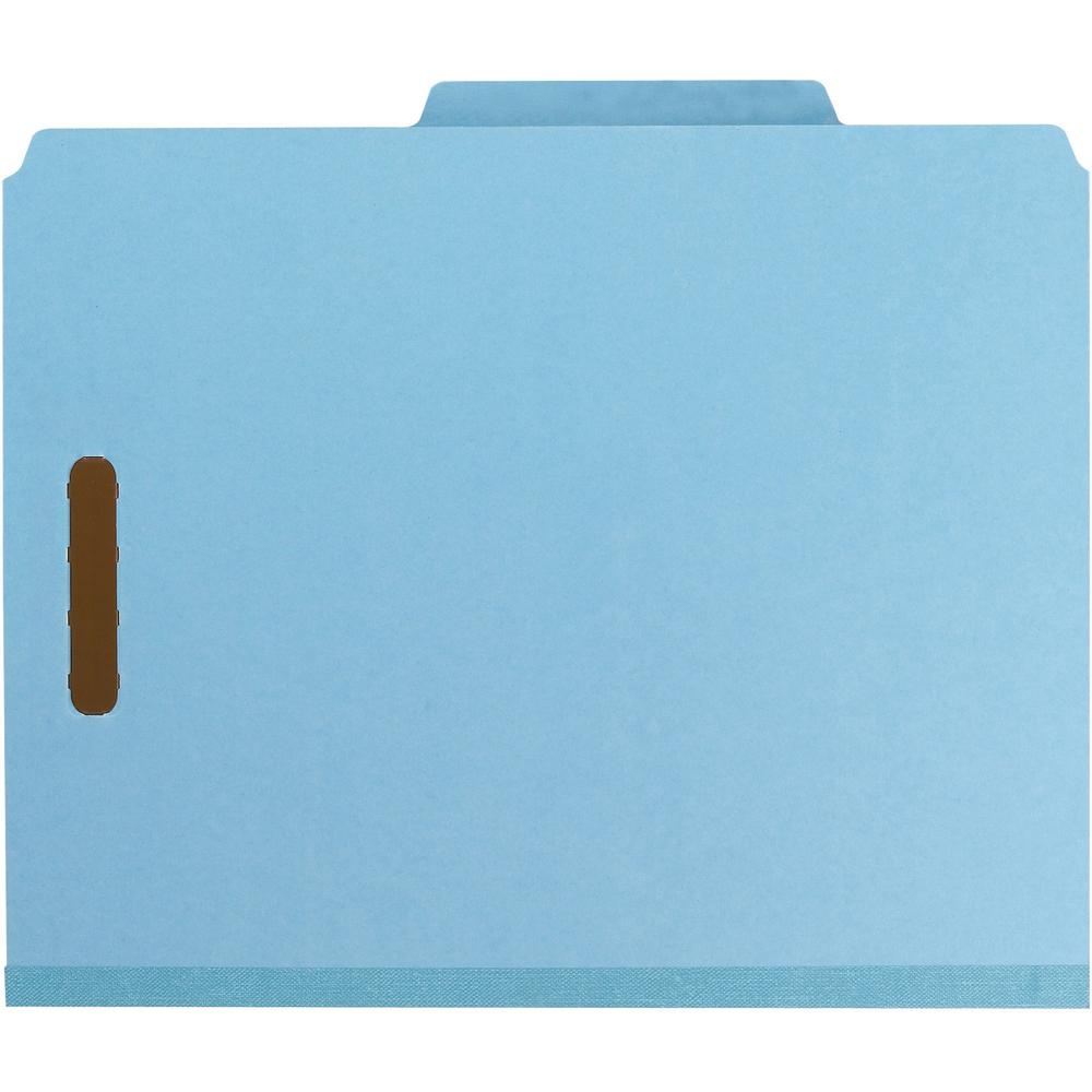 Smead 2/5 Tab Cut Letter Recycled Classification Folder - 3" Folder Capacity - 8 1/2" x 11" - 3" Expansion - 2 x 2K Fastener(s) - Top Tab Location - Right of Center Tab Position - 3 Divider(s) - Blue . Picture 2