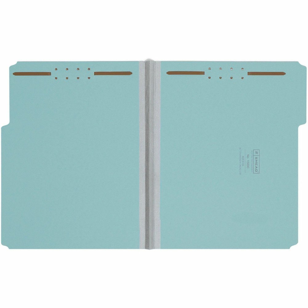 Smead 1/3 Tab Cut Letter Recycled Fastener Folder - 8 1/2" x 11" - 125 Sheets Capacity - 1" Expansion - 2 x 2K Fastener - Assorted Tab Position - 1 Plys - Pressboard - Blue - Eco-friendly, Heavy Duty,. Picture 5