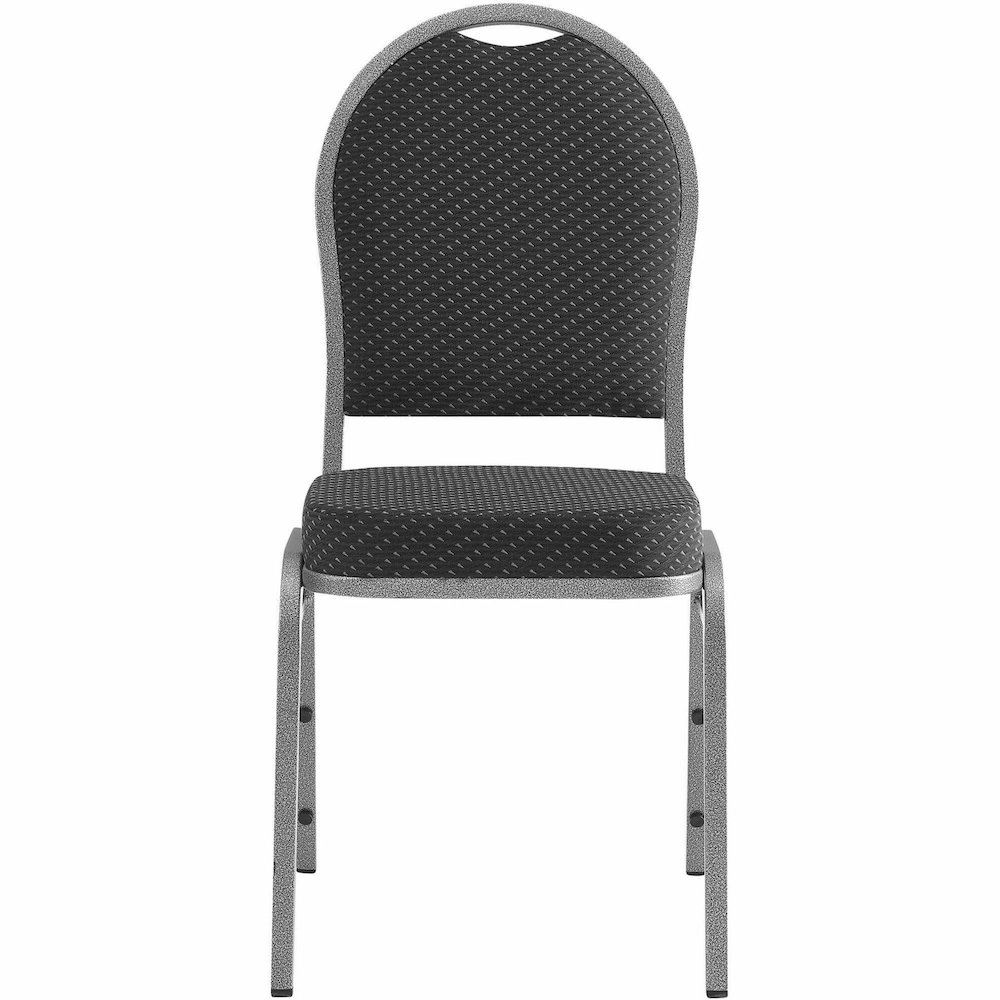 Lorell Round High-Back Upholstered Stack Chairs - Gray Seat Color - Fabric Seat Material - Gray Back Color - Fabric Back Material - Steel Frame Material - Four-legged Base - 4 / Carton. Picture 3