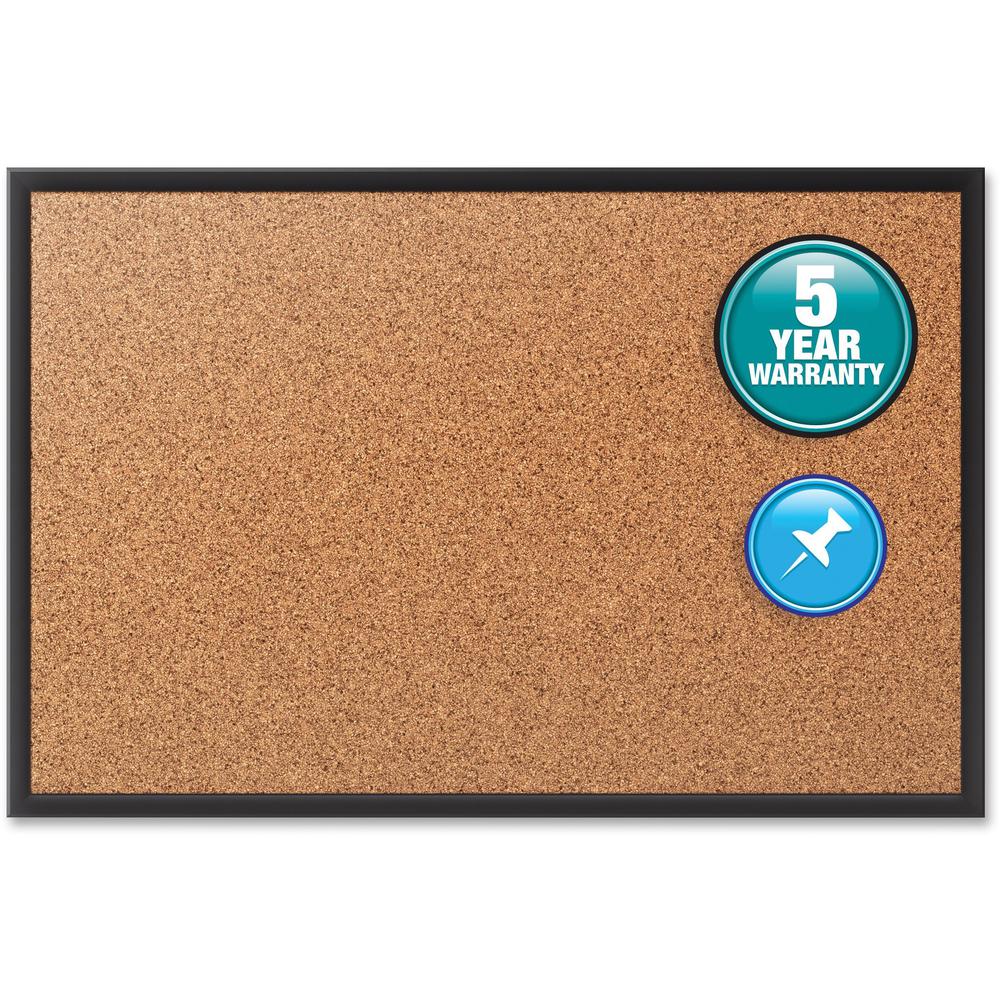 Quartet Classic Series Bulletin Board - 36" Height x 48" Width - Brown Natural Cork Surface - Self-healing, Durable, Sturdy - Black Aluminum Frame - 1 Each. Picture 3