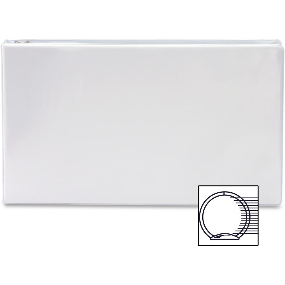 Business Source Tabloid-size Round Ring Reference Binder - 2" Binder Capacity - Tabloid - 11" x 17" Sheet Size - Round Ring Fastener(s) - White - Recycled - Durable, Clear Overlay - 1 Each. Picture 2