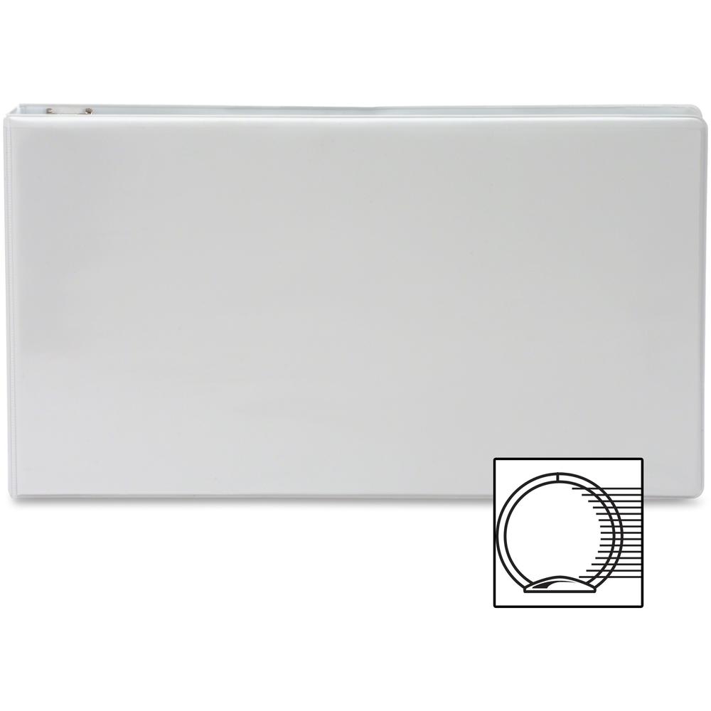 Business Source Tabloid-size Round Ring Reference Binder - 3" Binder Capacity - Tabloid - 11" x 17" Sheet Size - Round Ring Fastener(s) - White - Recycled - Durable, Clear Overlay - 1 Each. Picture 4