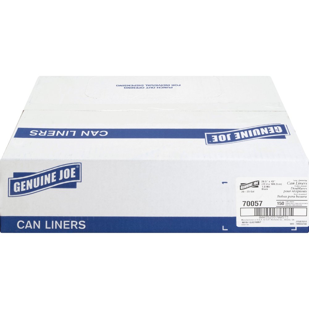 Genuine Joe Slim Jim 23-gallon Can Liners - Medium Size - 23 gal Capacity - 43" Length x 28.50" Width - Low Density - Black - Office Waste, Food - Recycled - 1 Carton. Picture 3