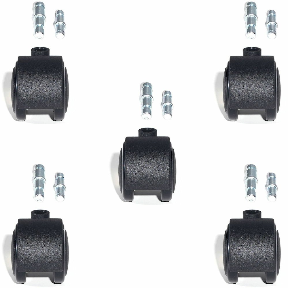 Lorell Premium Soft Dual-Wheel Casters Set - 2.50" Diameter - Nylon, Metal - Black - 1 Set. Picture 3