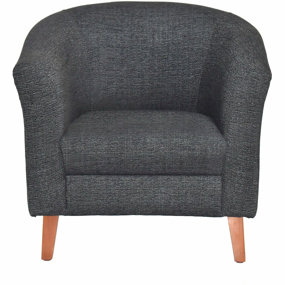 Lorell Barrel Armchair - Black Seat Color - Fabric Seat Material - Black Back Color - Fabric Back Material - Four-legged Base - 1 Each. Picture 3