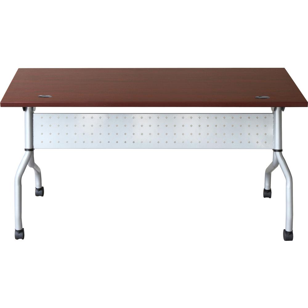 Lorell Flip Top Training Table - Rectangle Top - Four Leg Base - 4 Legs - 23.60" Table Top Width x 60" Table Top Depth - 29.50" Height x 59" Width x 23.63" Depth - Training - Assembly Required - Mahog. Picture 4