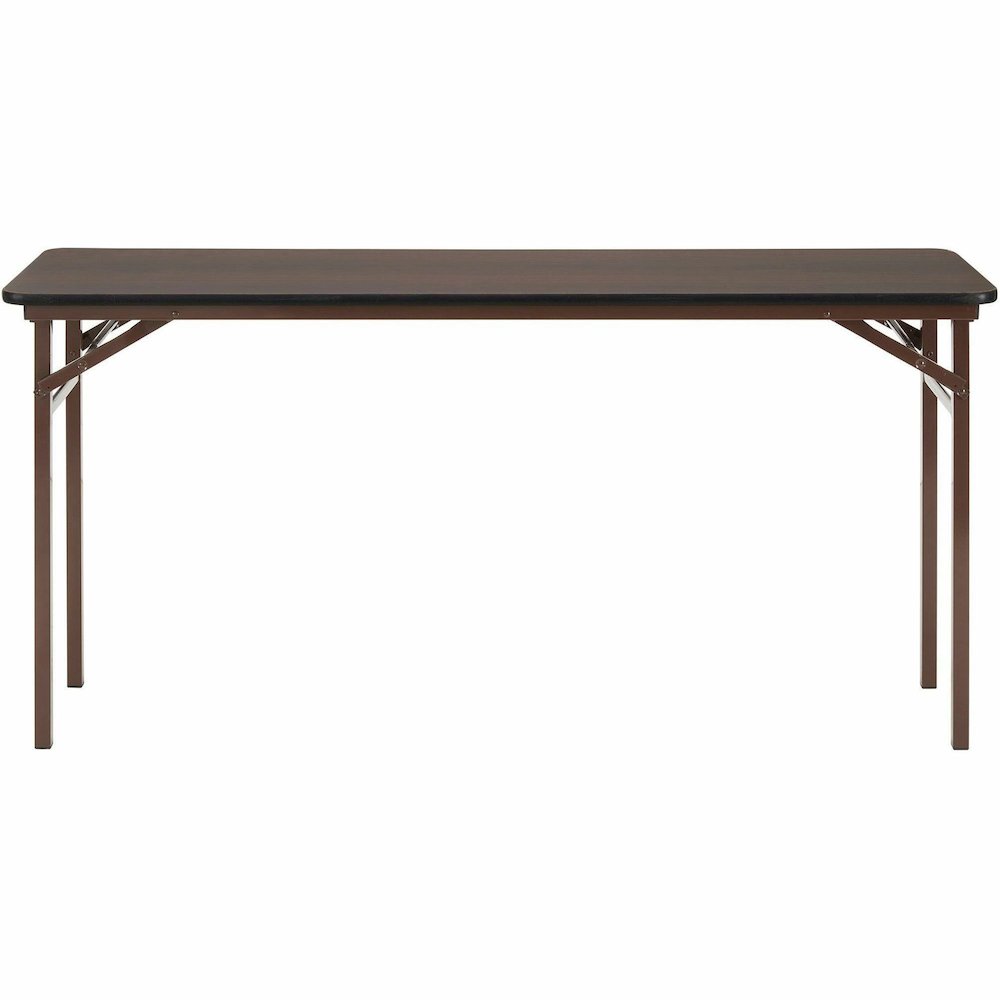 Lorell Economy Folding Banquet Table - Mahogany Rectangle Top - 60" Table Top Width x 18" Table Top Depth x 0.62" Table Top Thickness - 29" Height - Presentation, Food - Melamine Top Material - Steel . Picture 6