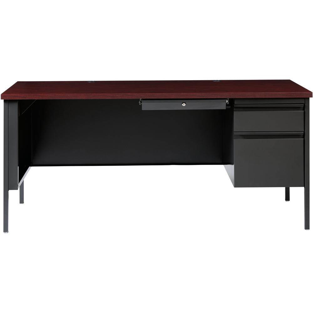 Lorell Fortress Series 66" Right-Pedestal Desk - Rectangle Top - 66" Table Top Width x 30" Table Top Depth x 1.12" Table Top Thickness - 29.50" Height - Office, File - Assembly Required - Laminated, M. Picture 2