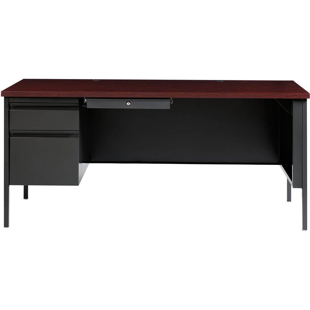 Lorell Fortress Series Left-Pedestal Desk - Rectangle Top - 66" Table Top Width x 30" Table Top Depth x 1.12" Table Top Thickness - 29.50" Height x 66" Width x 30" Depth - Office, File - Assembly Requ. Picture 3