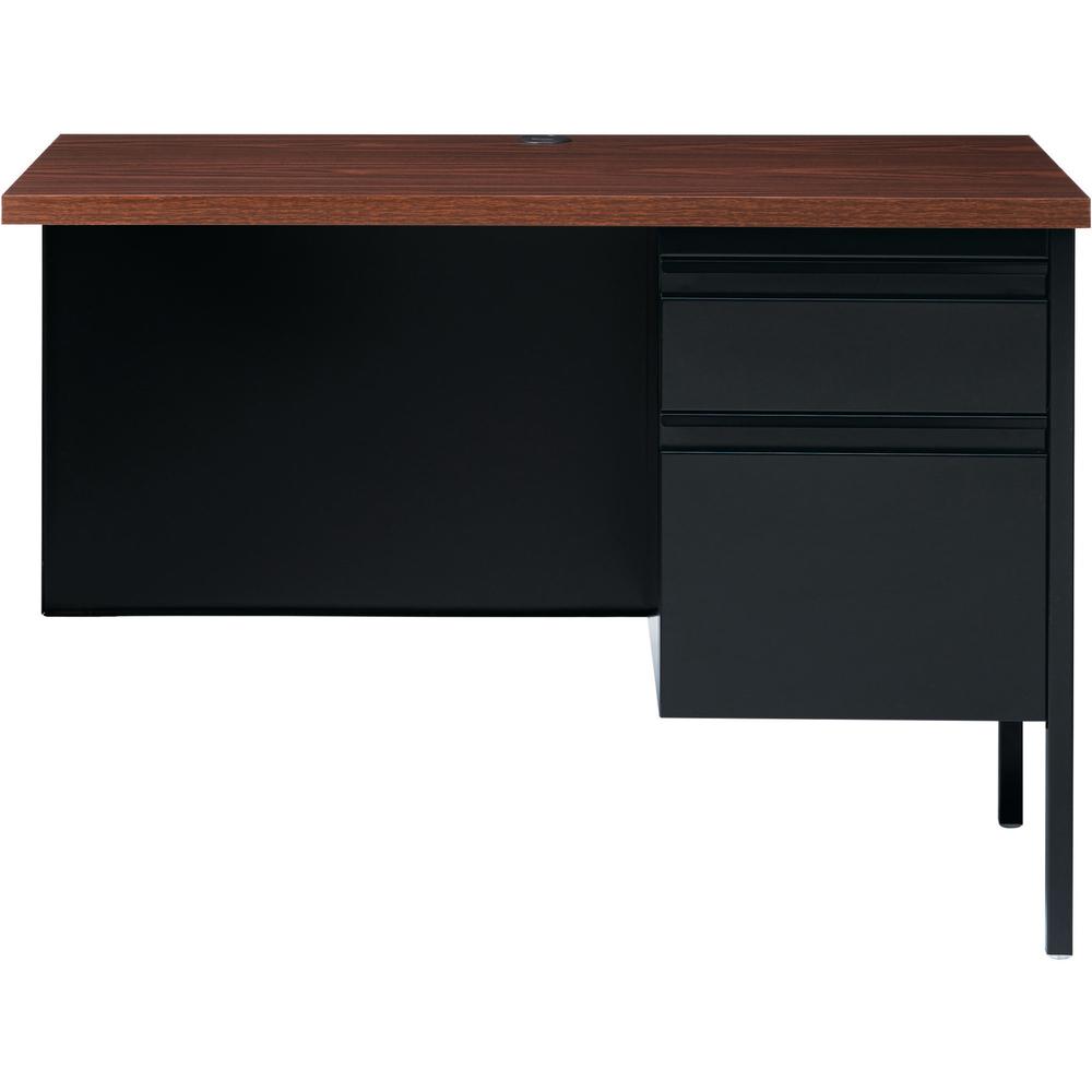 Lorell Fortress Series Right-Pedestal Return - Rectangle Top - 42" Table Top Width x 24" Table Top Depth x 1.12" Table Top Thickness - 29.50" Height - Office, File - Assembly Required - Black Walnut, . Picture 3