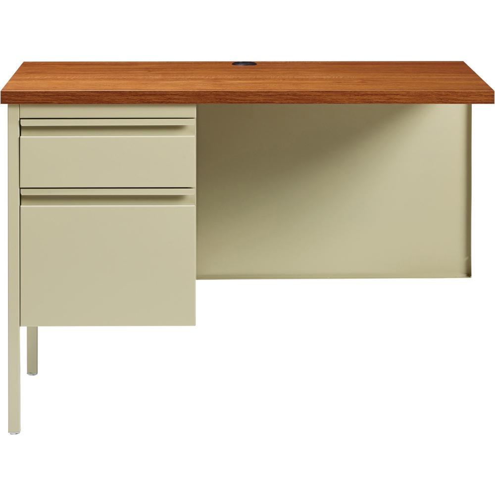 Lorell Fortress Series Left-Pedestal Return - Rectangle Top - 42" Table Top Width x 24" Table Top Depth x 1.12" Table Top Thickness - 29.50" Height - Office, File - Assembly Required - Oak, Oak Lamina. Picture 2