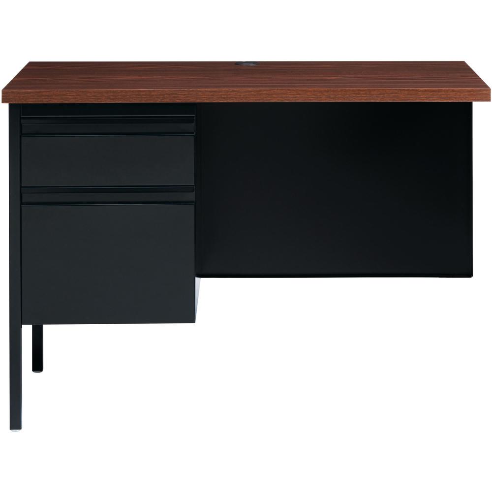 Lorell Fortress Series Left-Pedestal Return - Rectangle Top - 42" Table Top Width x 24" Table Top Depth x 1.12" Table Top Thickness - 29.50" Height - Office, File - Assembly Required - Black Walnut, L. Picture 3