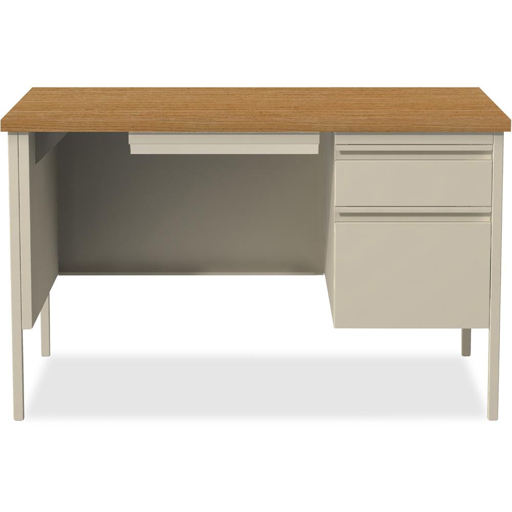 Lorell Fortress Series 48" Right Single-Pedestal Desk - Oak Laminate Rectangle Top - 30" Table Top Length x 48" Table Top Width x 1.13" Table Top Thickness - 29.50" Height - Business Environment, Educ. Picture 2