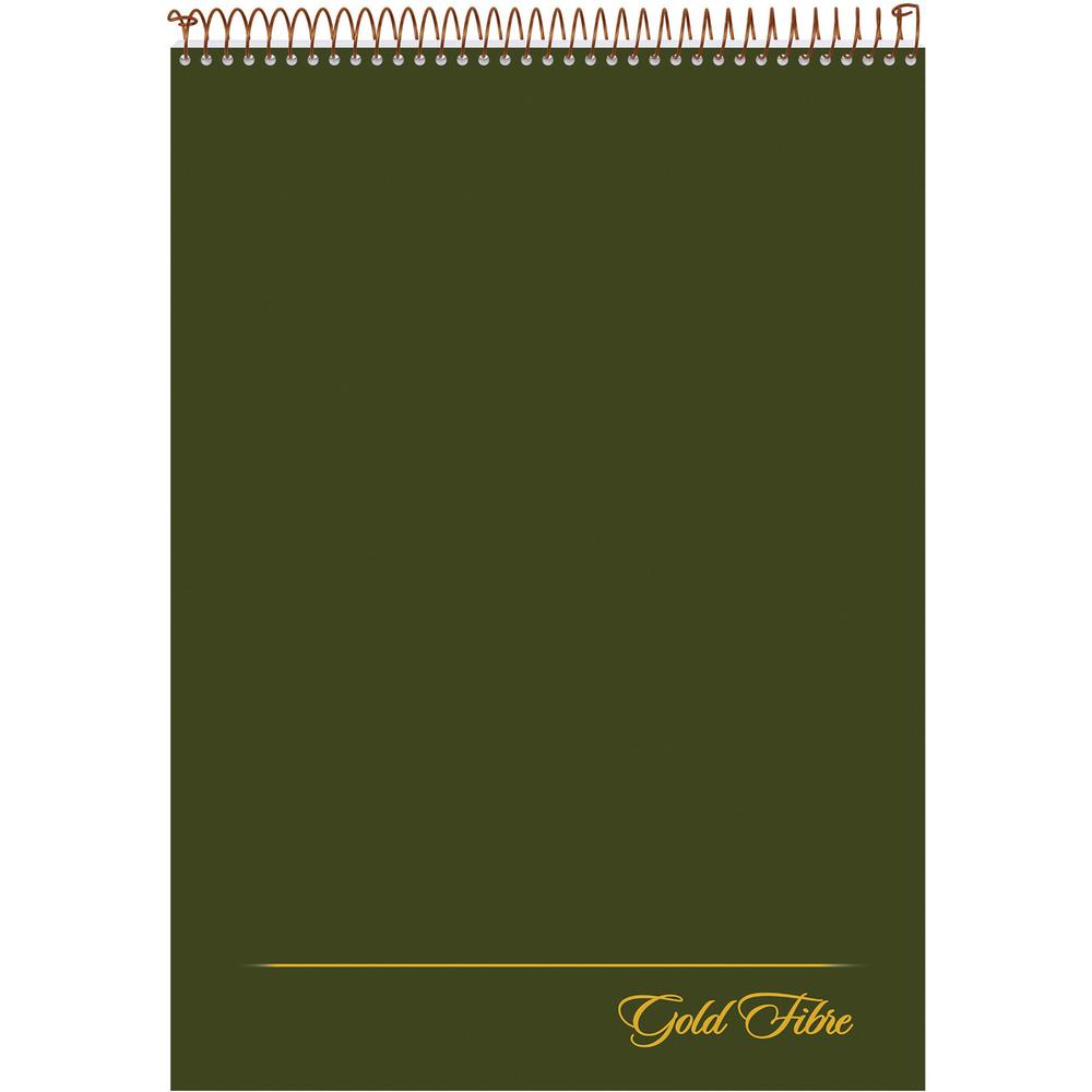 Ampad Gold Fibre Classic Wirebound Legal Pads - 70 Sheets - Wire Bound - 0.34" Ruled - 20 lb Basis Weight - 8 1/2" x 11 3/4" - White Paper - Classic Green Cover - Micro Perforated, Stiff-back, Chipboa. Picture 2