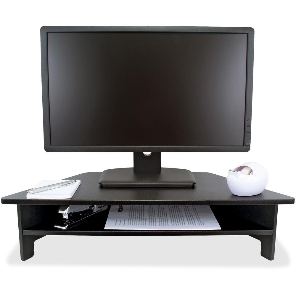 Victor High Rise Monitor Stand - Monitor Stand - Desk Riser - 7.5" Height x 27" Width x 11.5" Depth - Wood - Black. Picture 2