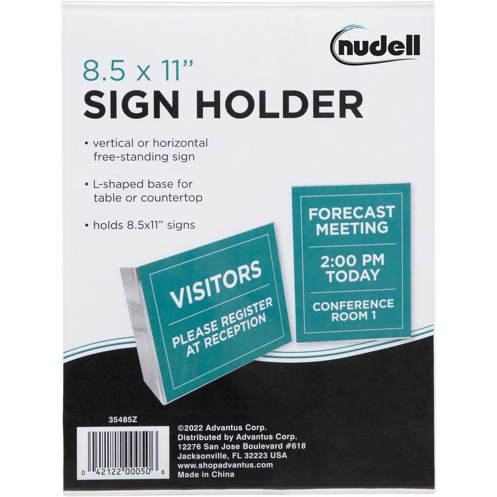 Golite nu-dell One-piece Sign Holder - 1 Each - 8.5" Width x 11" Height - Rectangular Shape - Self-standing - Acrylic - Photo, Award, Certificate - Clear. Picture 4