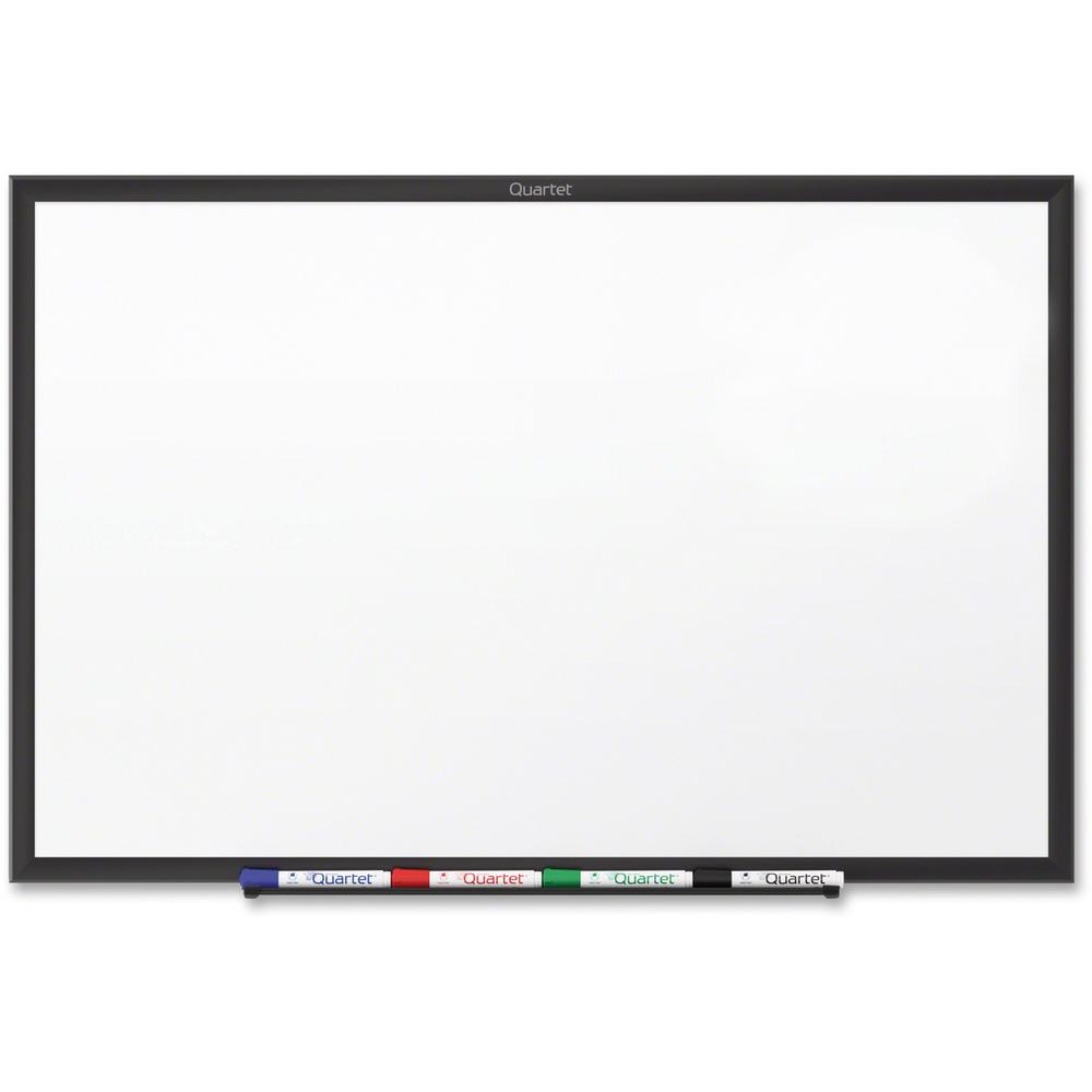 Quartet Classic Total Erase Whiteboard - 72" (6 ft) Width x 48" (4 ft) Height - White Melamine Surface - Black Aluminum Frame - Horizontal/Vertical - 1 Each - TAA Compliant. Picture 7