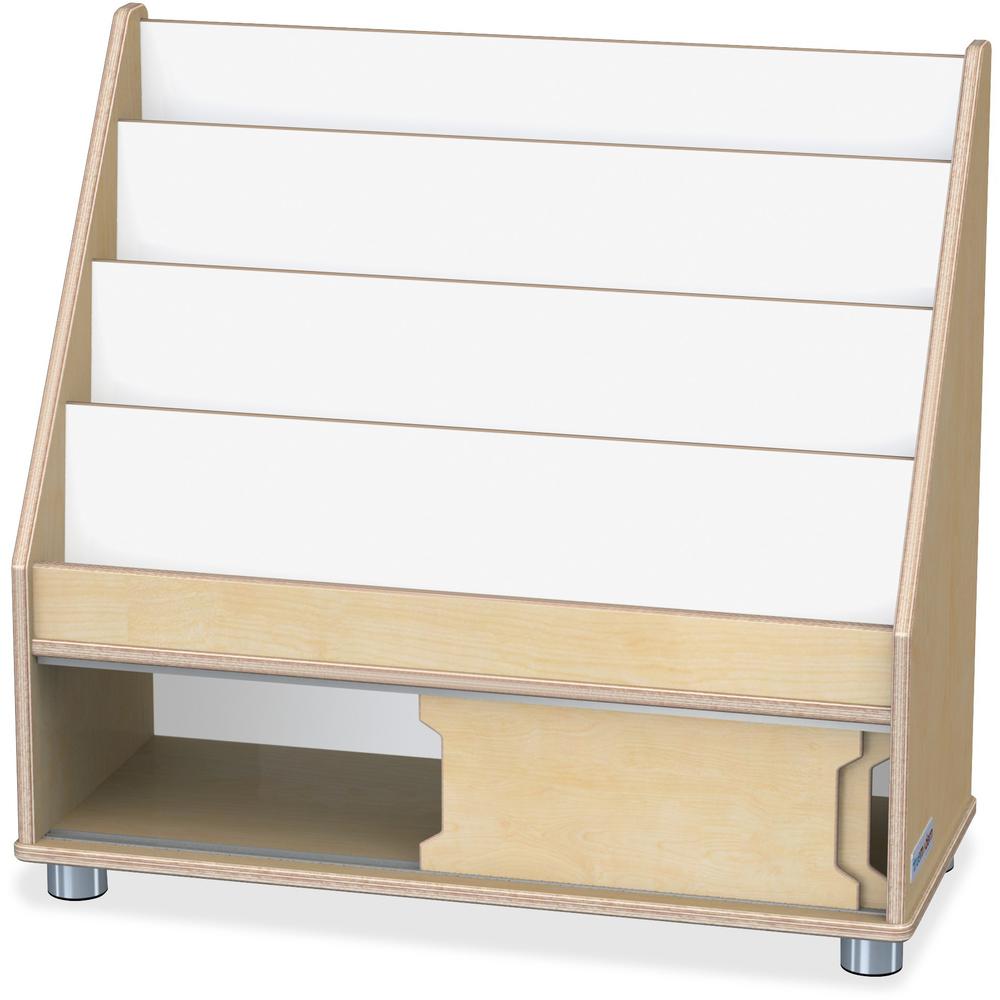 Jonti-Craft TrueModern Book Rack - 4 Pocket(s) - 28.5" Height x 30" Width x 13.5" Depth - Sliding Door, Durable, Rounded Corner - Baltic - Anodized Aluminum, Baltic Birch - 1 Each. Picture 2