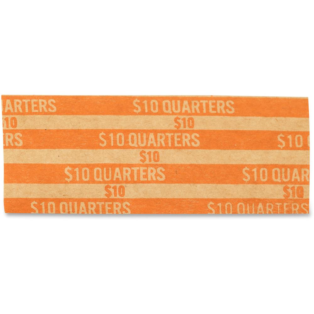 PAP-R Flat Coin Wrappers - Total $10 in 40 Coins of 25¢ Denomination - Heavy Duty - Paper - Kraft - 1000 / Box. Picture 7