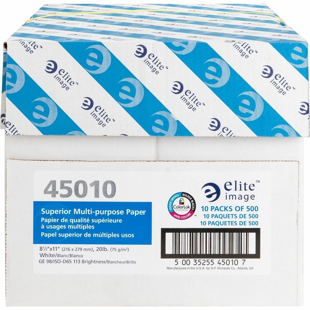 Elite Image Superior Multipurpose Paper - White - 98 Brightness - Letter - 8 1/2" x 11" - 20 lb Basis Weight - Sustainable Forestry Initiative (SFI) - Bright White - 500/Pack - 40 / Pallet. Picture 4