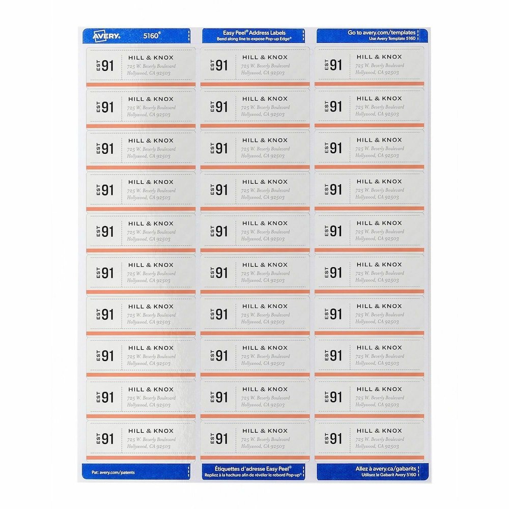 Avery&reg; TrueBlock White Shipping Labels - 1" Width x 2 5/8" Length - Permanent Adhesive - Rectangle - Laser - Matte White - Matte - Paper - 30 / Sheet - 30 Total Sheets - 15000 Total Label(s) - 500. Picture 3