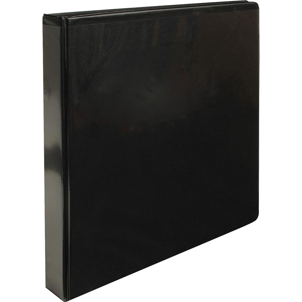 Business Source Round-ring View Binder - 1" Binder Capacity - Letter - 8 1/2" x 11" Sheet Size - 225 Sheet Capacity - Round Ring Fastener(s) - 2 Internal Pocket(s) - Chipboard, Polypropylene - Black -. Picture 3