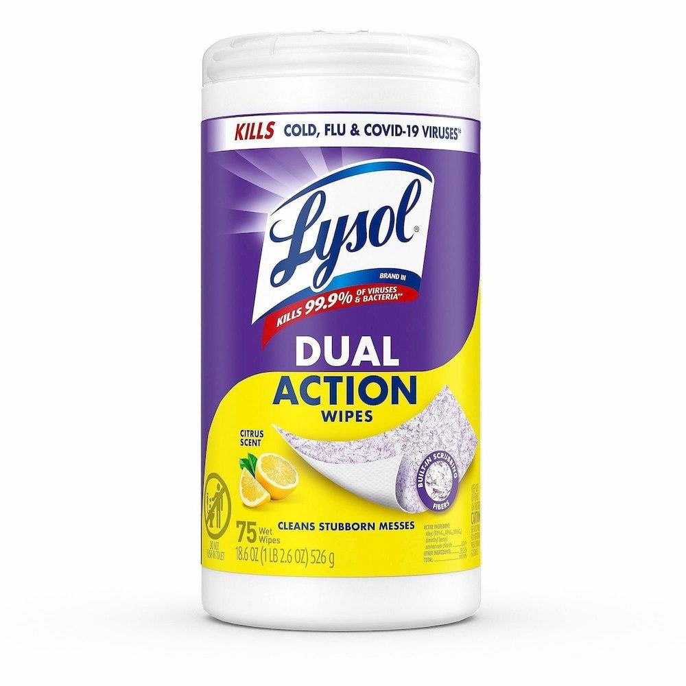 Lysol Dual Action Wipes - For Multipurpose - Wipe - Citrus Scent - 7" Length x 7.25" Width - Recommended For: Virus Remover, Bacteria Remover, Germs Remover, Allergen Remover, Pet Dander Remover, Dust. Picture 3
