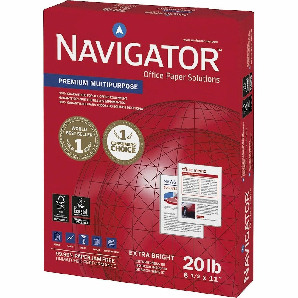 Navigator Premium Multipurpose Trusted Performance Paper - Extra Opacity - White - 97 Brightness - Letter - 8 1/2" x 11" - 20 lb Basis Weight - White - 500 Sheets per Ream - 40 / Pallet. Picture 4