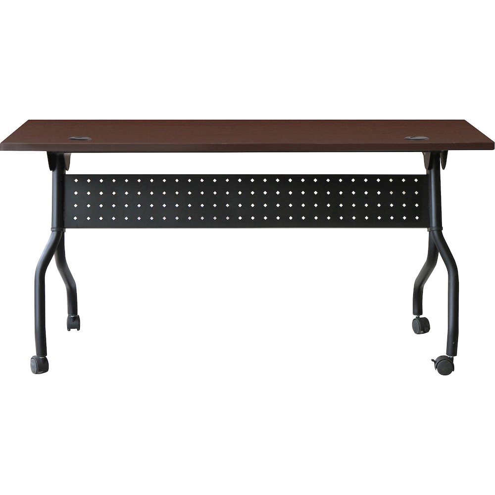 Lorell Flip Top Training Table - Rectangle Top - Four Leg Base - 4 Legs - 60" Table Top Width x 23.60" Table Top Depth - 29.50" Height x 59" Width x 23.63" Depth - Assembly Required - Black, Mahogany . Picture 6