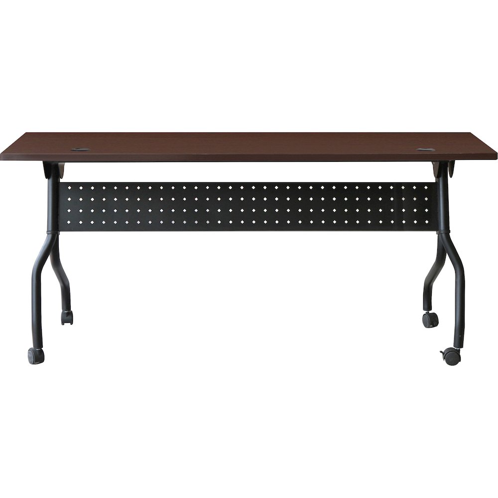 Lorell Flip Top Training Table - Rectangle Top - Four Leg Base - 4 Legs - 72" Table Top Width x 23.60" Table Top Depth - 29.50" Height x 70.88" Width x 23.63" Depth - Assembly Required - Black, Mahoga. Picture 6